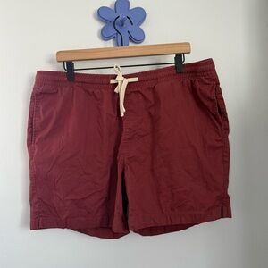 Bearbottom Men’s XXL 5.5” Drawstring Shorts Brick Red Summer Solid